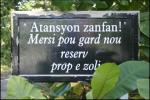 Seychelly - nápis v kreolštině